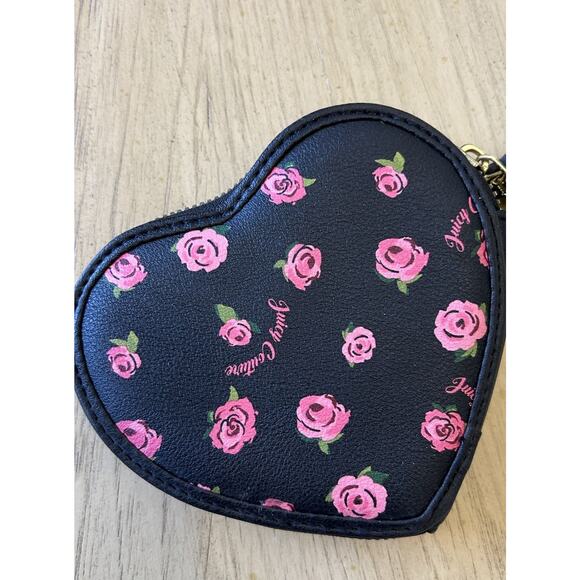 VTG Y2K Juicy Couture Heart Coin Purse Wallet Gold Plated “Juicy”black/pink RARE - Picture 8 of 9